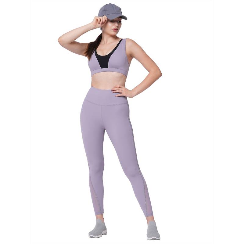 Fitkin Reflective Lavender High Waist Training Tights (S)