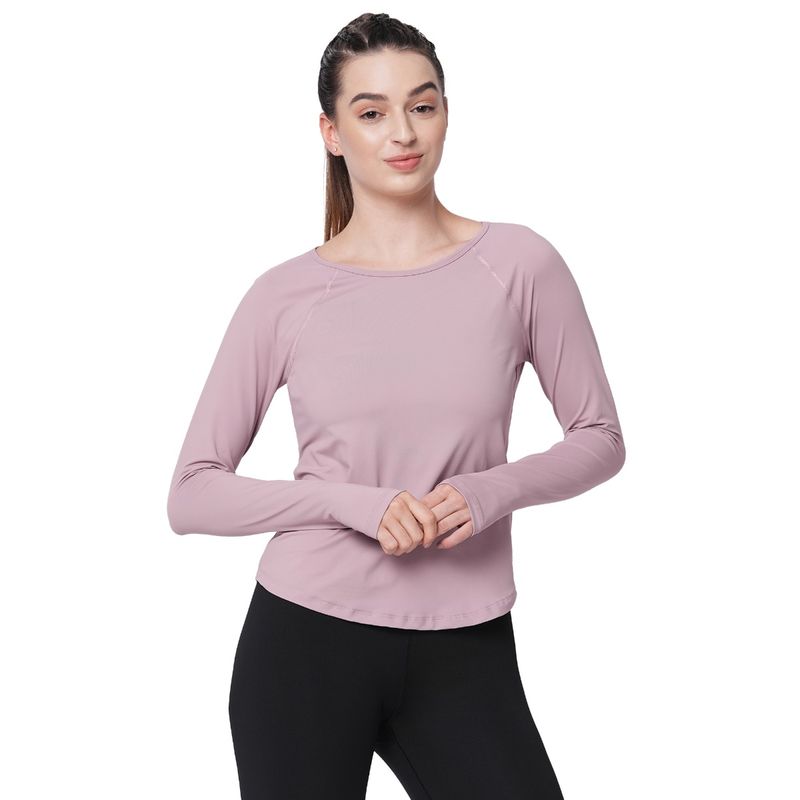 Fitkin Women Anti-Odor Lavender Reglan Long Sleeve T-Shirt (L)