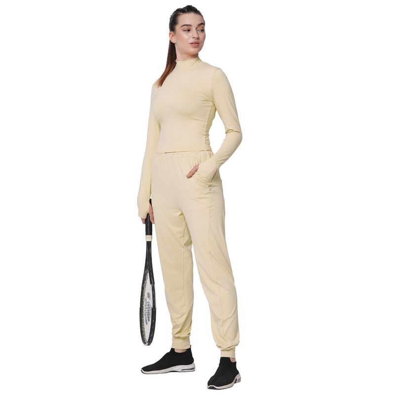 Fitkin Women Nude High Waist Jogger with Side Pockets (S)