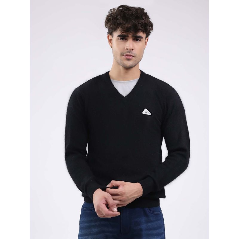 Monte Carlo Men's V-Neck Full Sleeve Pullover - Black (2XL)