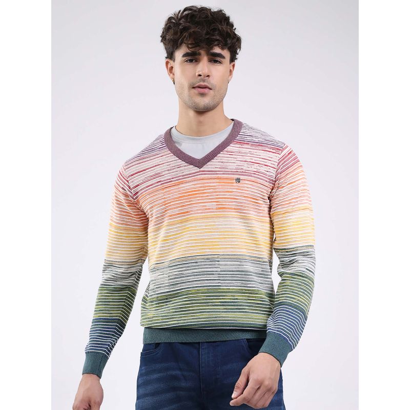 Monte Carlo Men's V-Neck Full Sleeve Sweatshirt - Multi-Color (L)