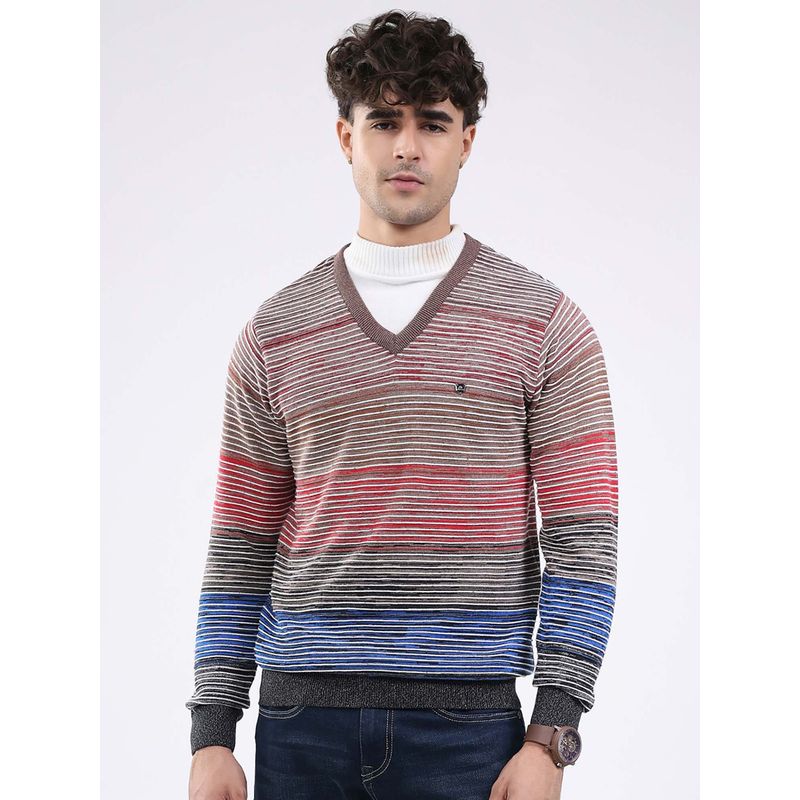 Monte Carlo Men's V-Neck Full Sleeve Sweatshirt - Multi-Color (L)