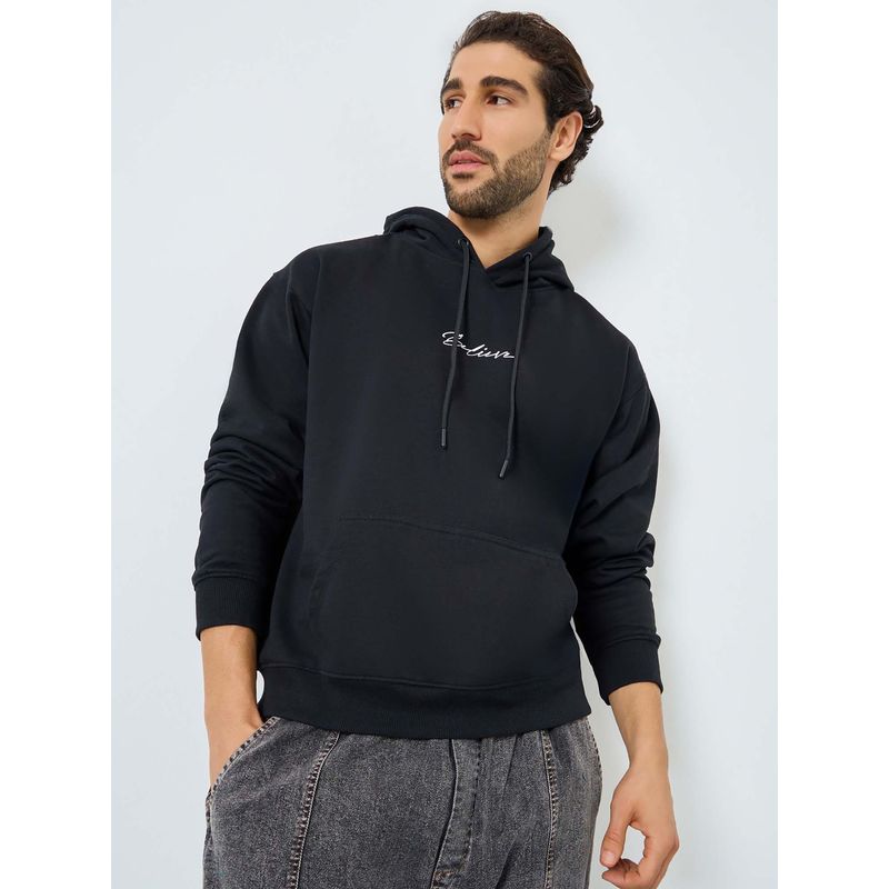 Styli Men Oversized Fit Earth Friendly Fleece Hoodie - Black (M)
