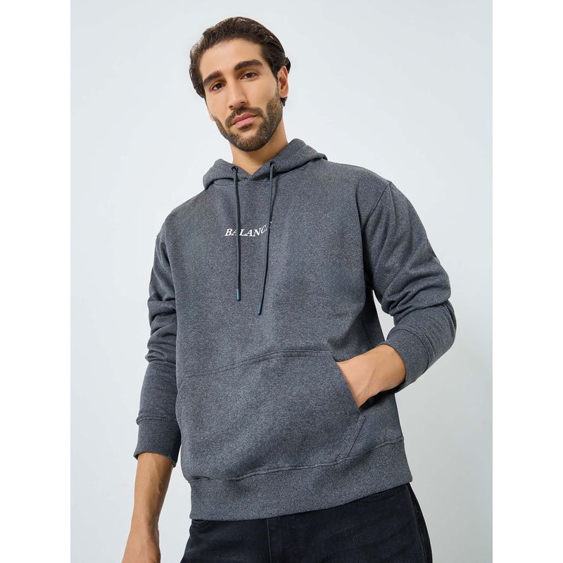 Styli Men Oversized Fit Earth Friendly Fleece Hoodie - Charcoal (M)