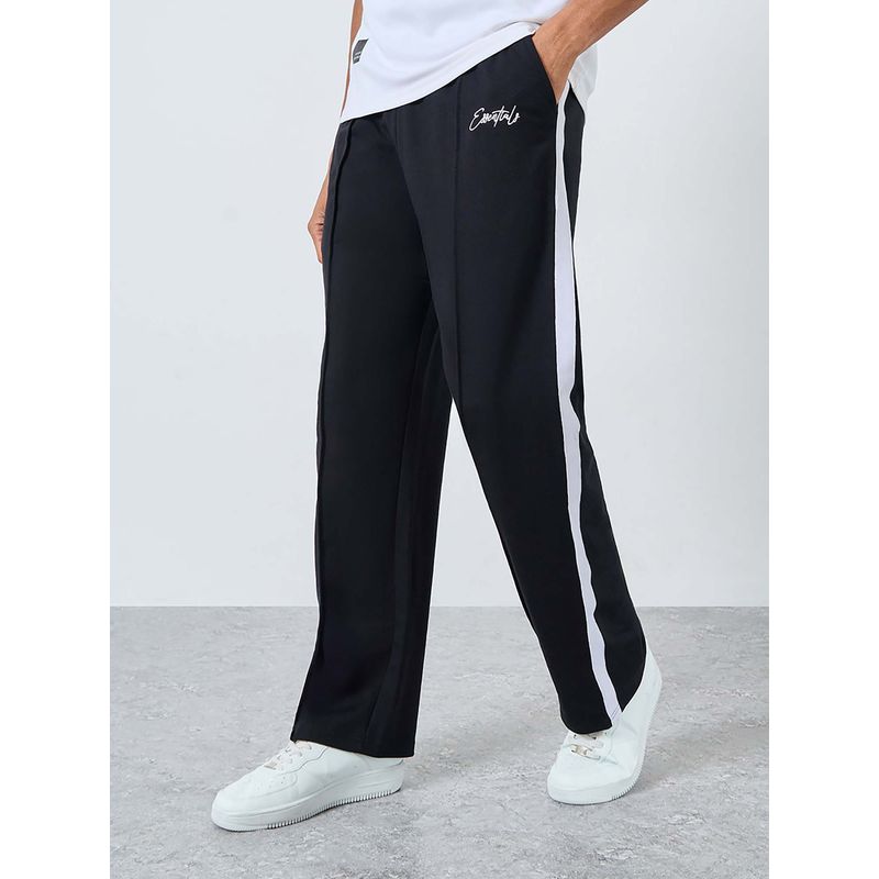 Styli Men Oversized Side Stripe Tape Detailing Terry Track Pant - Black (XL)