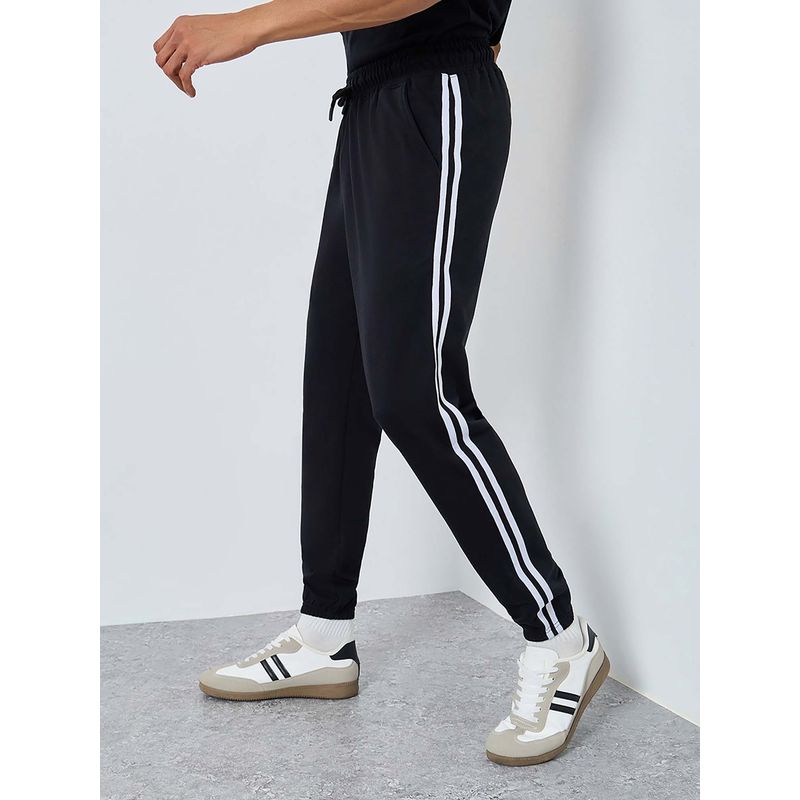 Styli Men Slim Fit Terry Jogger with Side Contrast Tape Detailing - Black (S)