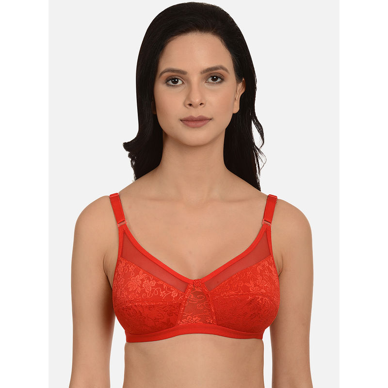 Mod & Shy Non-Padded Non Wired Mesh Net Minimizer Bra - Red (36C)