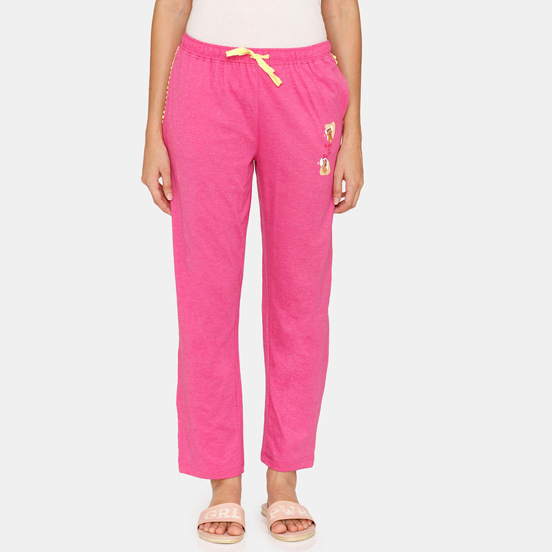 Zivame Nuts For U Knit Cotton Pyjama - Ibis Rose - Pink (S)