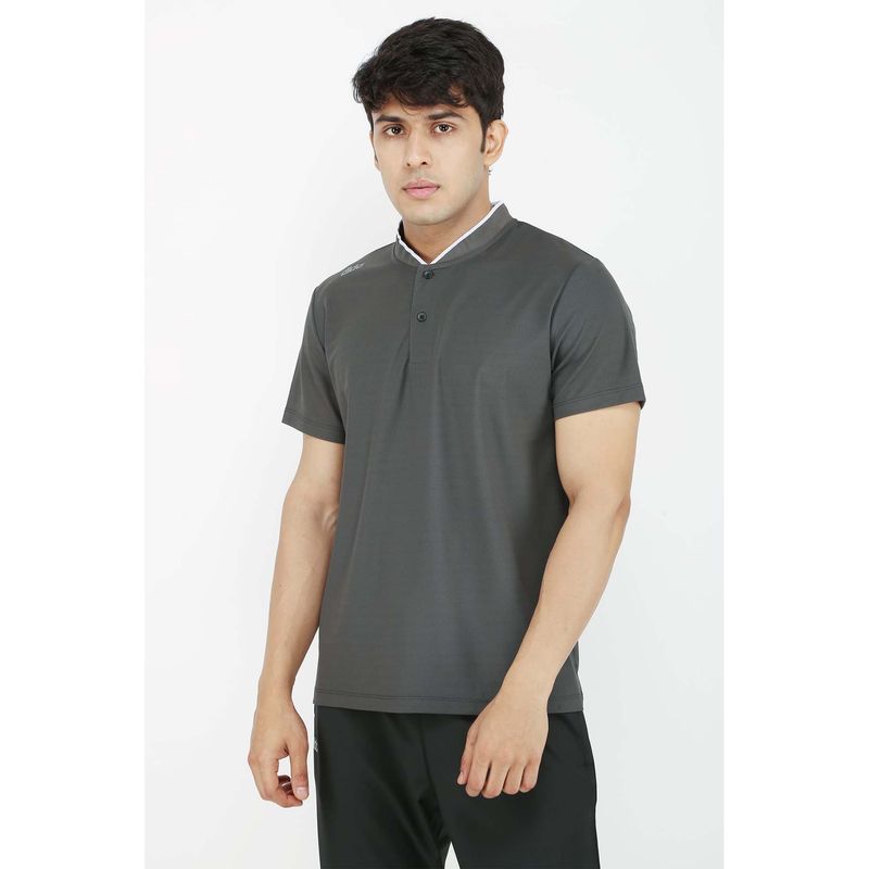 Dida Men Wrinkle-Free Athletic Dry-Fit Regular Sports Grey T-Shirt (XL)