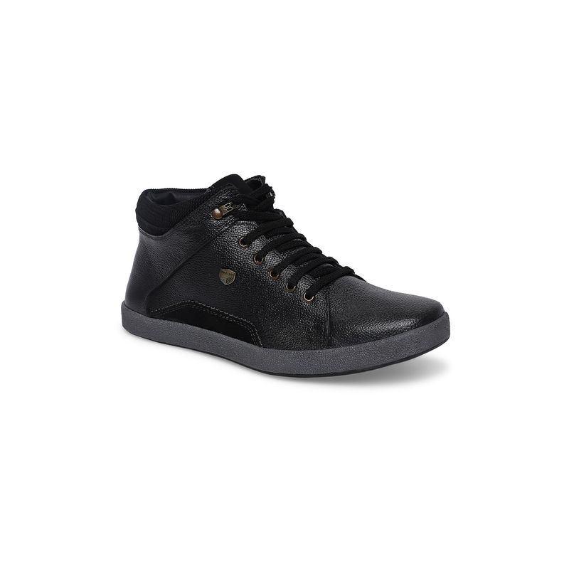 BUCKAROO Men Mander Leather Black Casual Boots (UK 8)