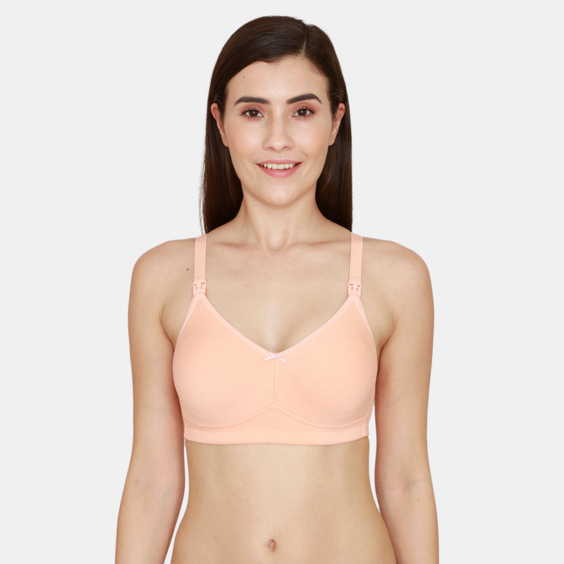 Zivame Maternity Double Layered Non Wired 3/4th Coverage Maternity/ Nursing Bra - Peach Pearl (32D)