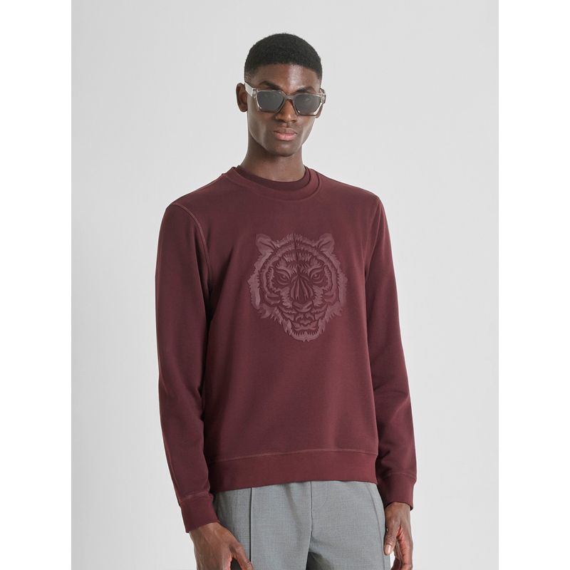 Antony Morato Men Maroon Cotton Regular Fit Sweatshirt (S)