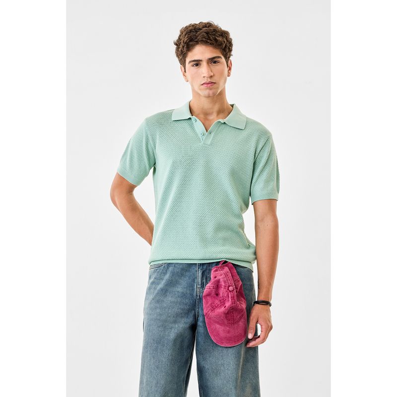 Snitch Men Green Cotton Regular Fit Polo T-Shirt (M)