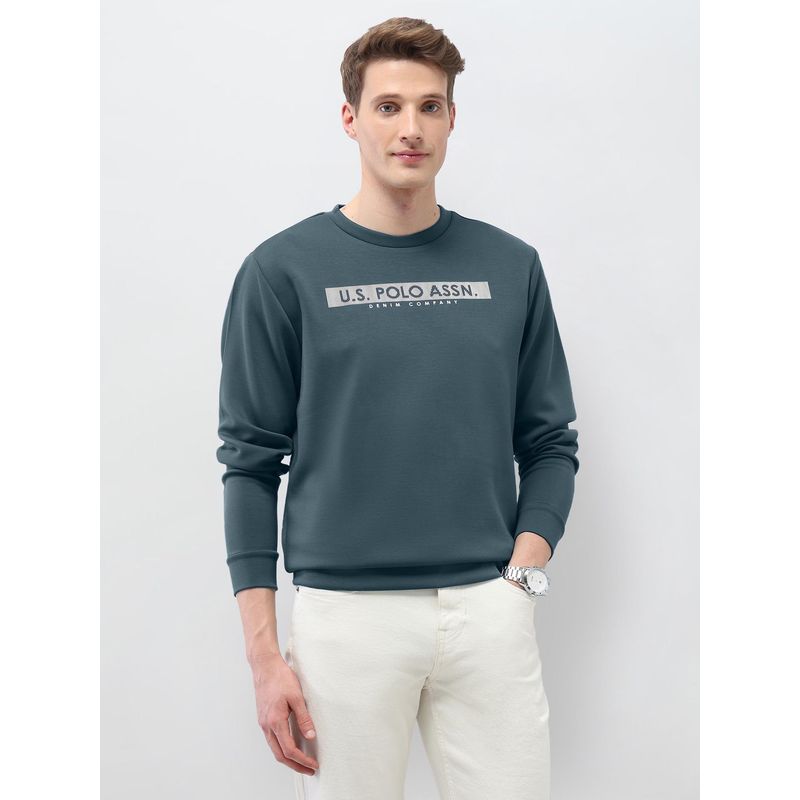 U.S. Polo Assn. Denim Co. Men Green Rayon Regular Fit Sweatshirt (XL)