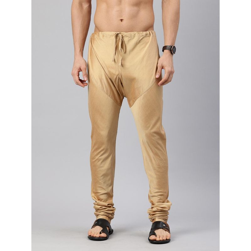 Manthan Fawn Art Silk Solid Churidar for Men (M)