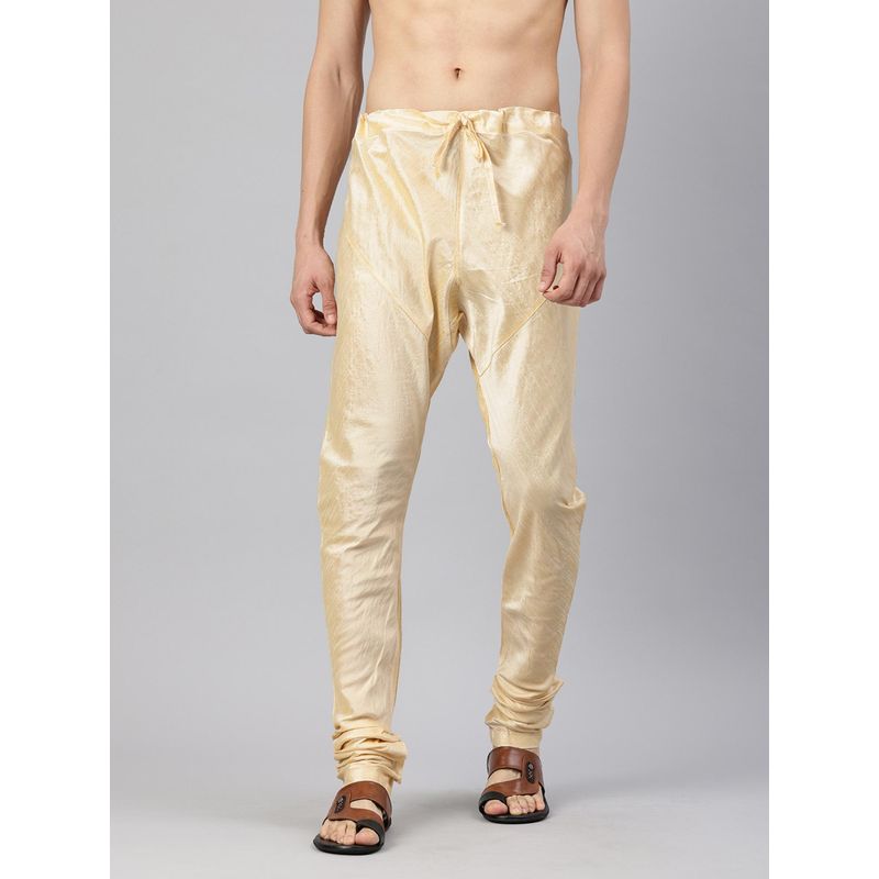 Manthan Beige Art Silk Solid Churidar for Men (S)