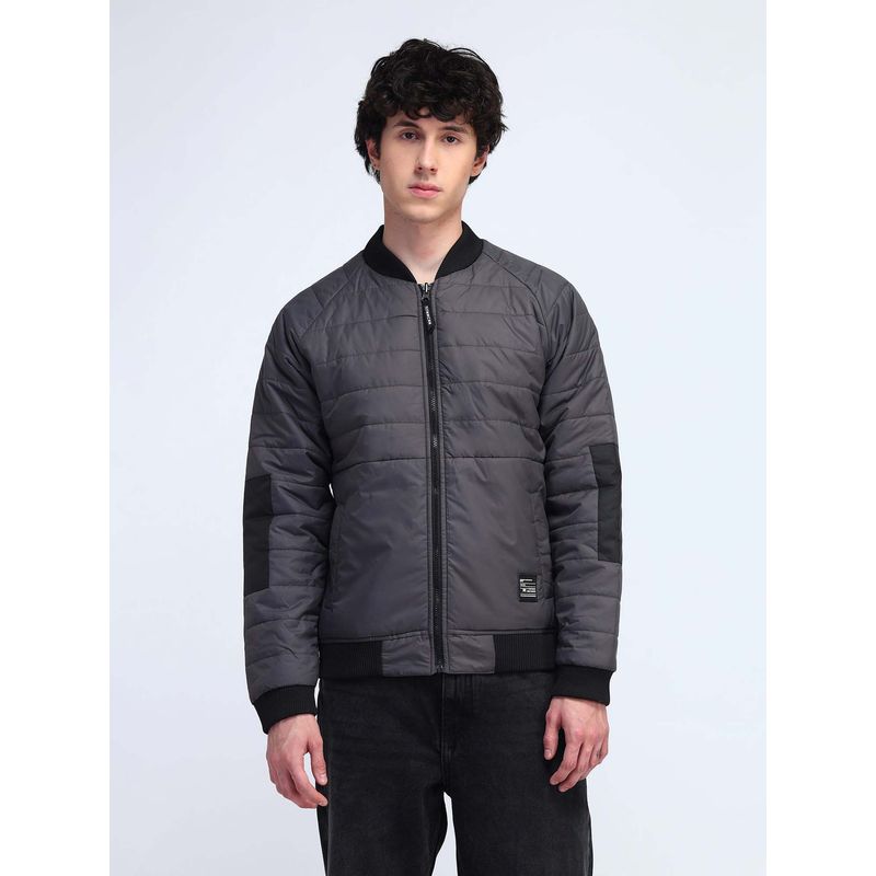 Flying Machine Black Regular Fit Bomber Jacket (S)