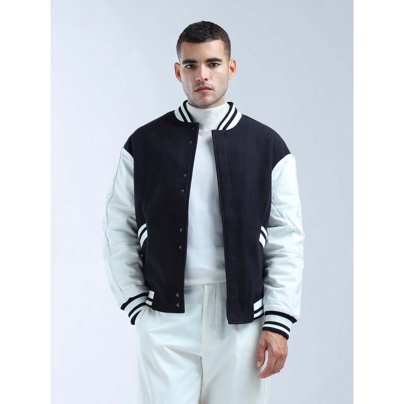 Flying Machine Colourblocked Oversized Fit Varsity Jacket (S)
