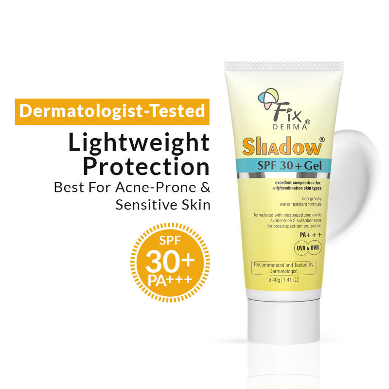 Fixderma Shadow Sunscreen SPF 30+ Gel For Oily Skin Acne Prone- PA+++ Protection UVA UVB