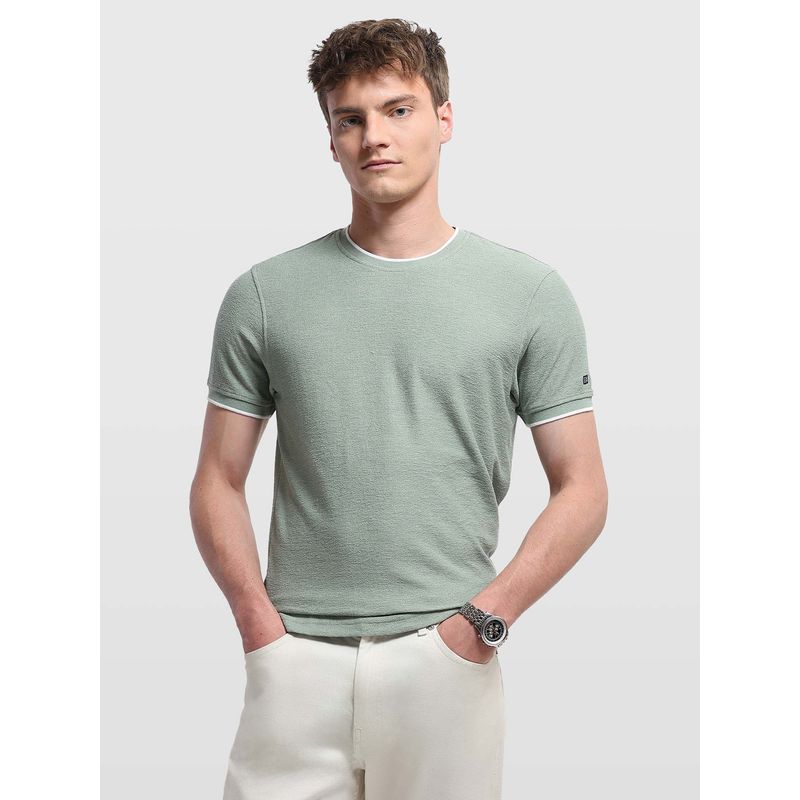 Arrow Sports Mens Solid Regular Fit T-Shirt Green (L)