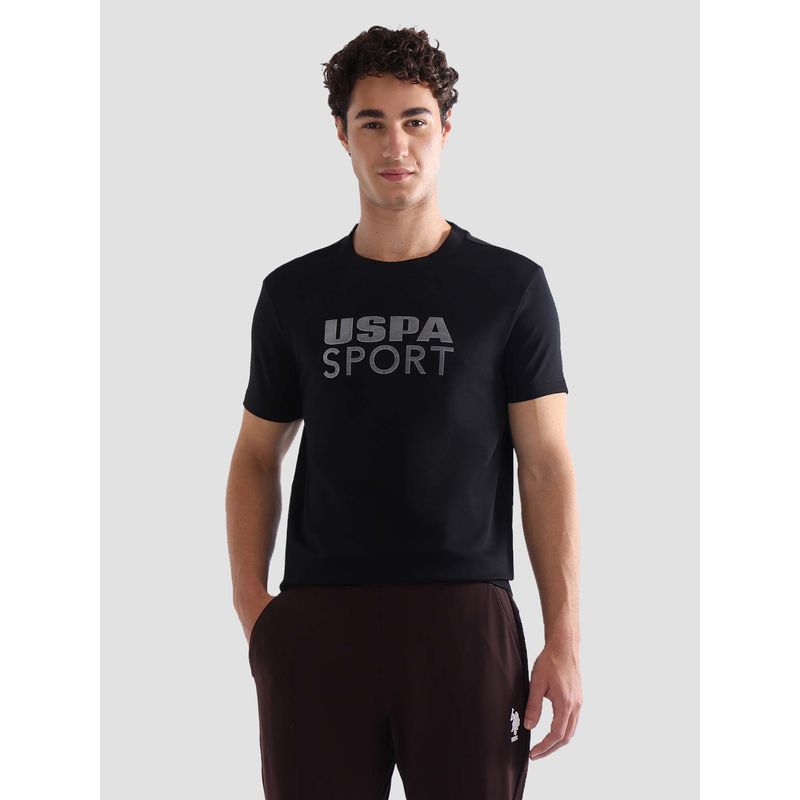 U.S. POLO ASSN. Active Sports Mens Brand Printed Slim Fit Active T-Shirt Black (L)