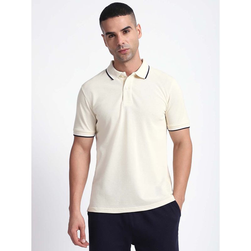 Buy R&B Solid White Regular Polo T-Shirt Online