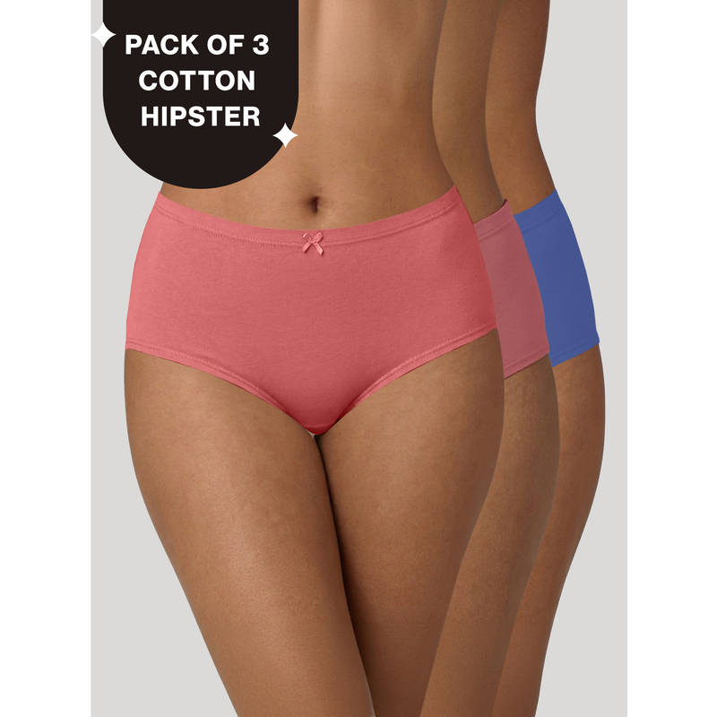 Mid Rise Cotton Hipster Panty with Inner Elastic-NYP100 PO3 Wedgewood Dusty Cedar Wistful Mauve (M)