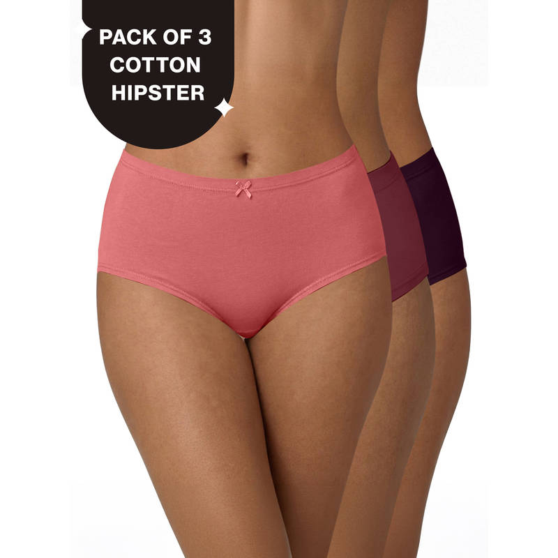 Mid Rise Cotton Hipster Panty with Inner Elastic-NYP100 PO3 Zinfandel Dusty Cedar Potent Purple (S)