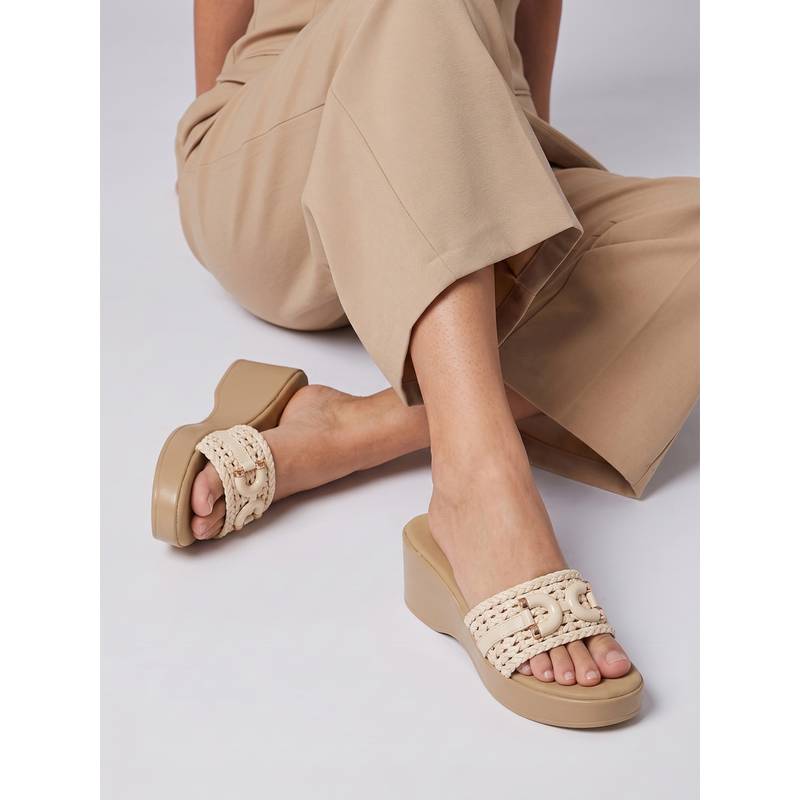 Dollphin Women Cream Wedge Heels (EURO 37)
