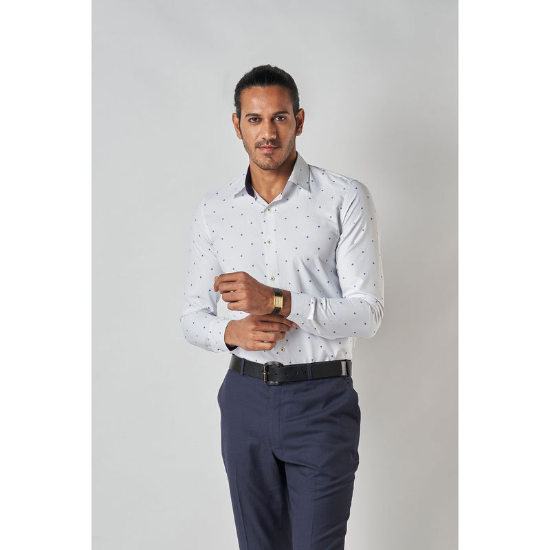 Bubber Blu Jonas White & Blue Bower Printed Shirt (S)