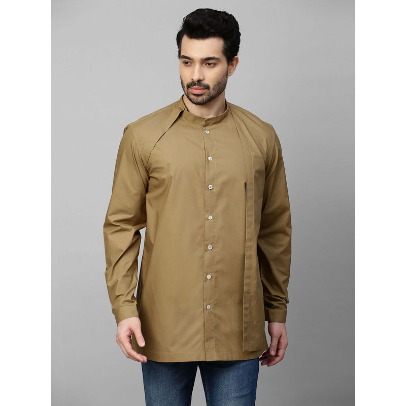 Echke Khaki Shirt with Extra Panel on One Side (S)