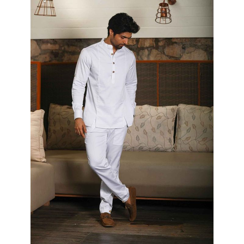 Echke White Co-ord with Slits (Set of 2) (S)