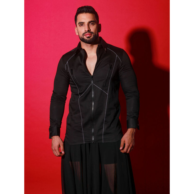 Echke Black Solid Shirt (S)