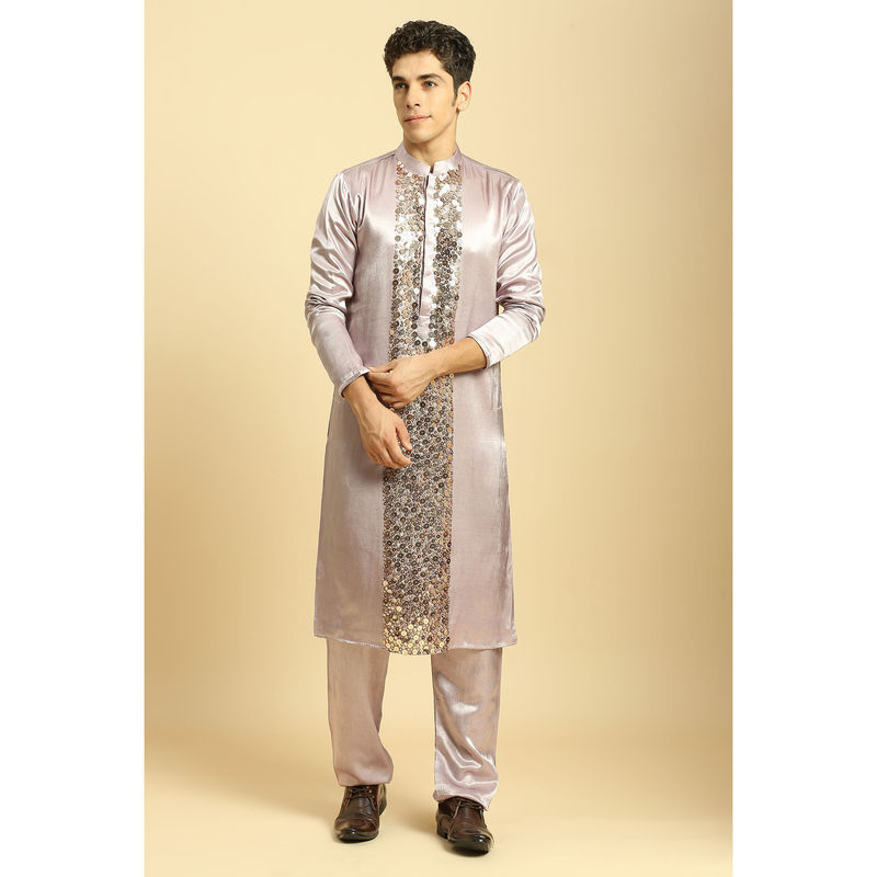 Masumi Mewawalla Lavender Embroidered Kurta with Pant (Set of 2) (XS)