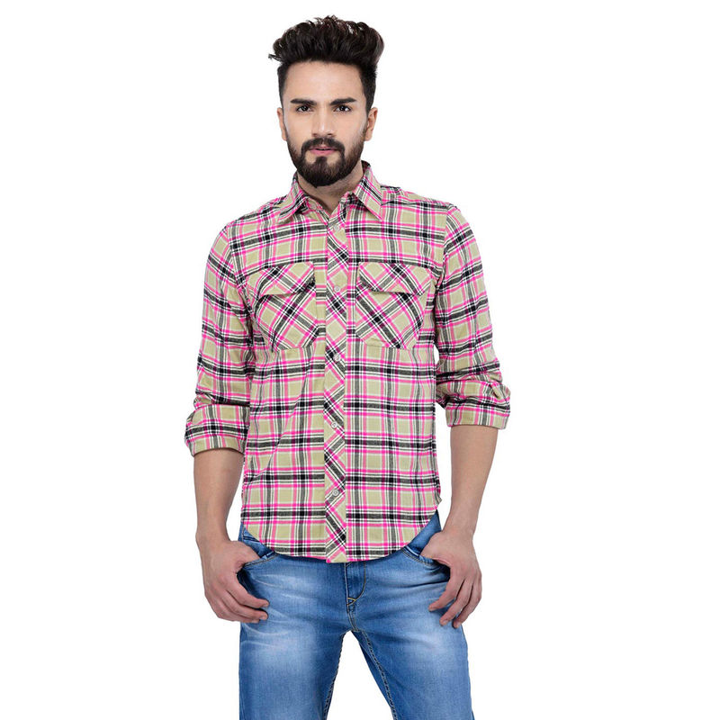 Owncraft Beige Check Acrylic Shirt (38)