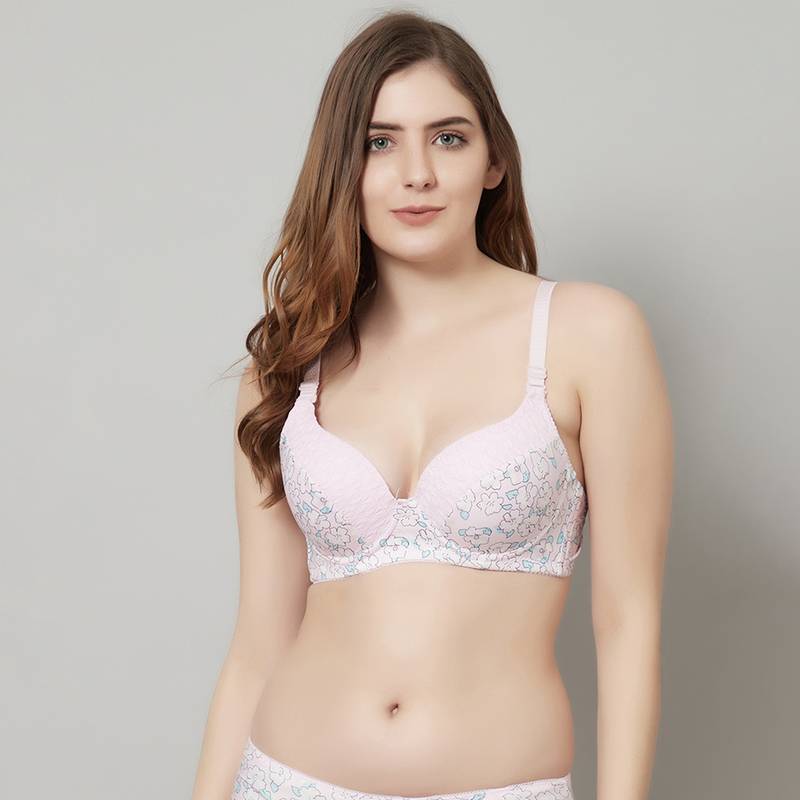 Prettycat Beautiful Floral Print Lighty Padded T-Shirt Bra - Pink (36B)