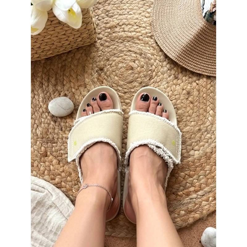 NoStrain Women Beige Women Brown Canvas Sugar Sliders (UK 4)