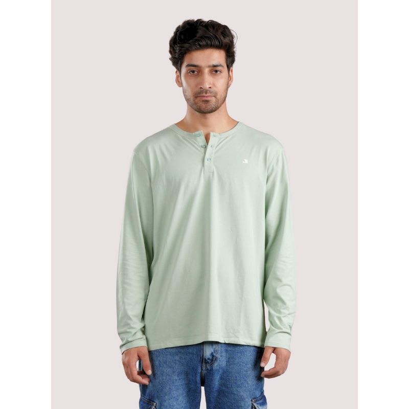 roar for good Organic Cotton Henley Full Sleeve T-Shirt - Sage Green (S)
