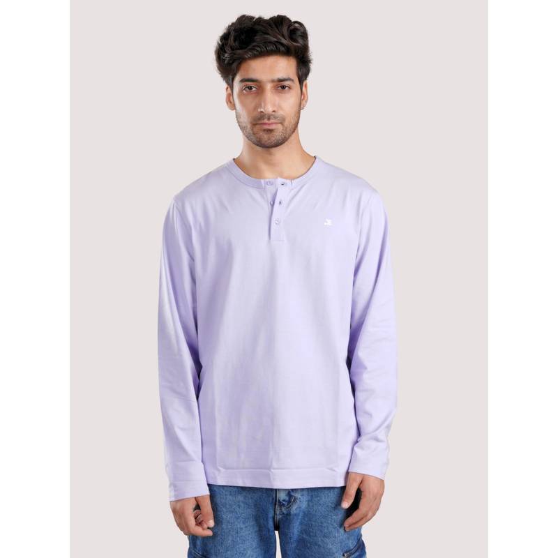 roar for good Organic Cotton Henley Full Sleeve T-Shirt - Lavender (2XL)
