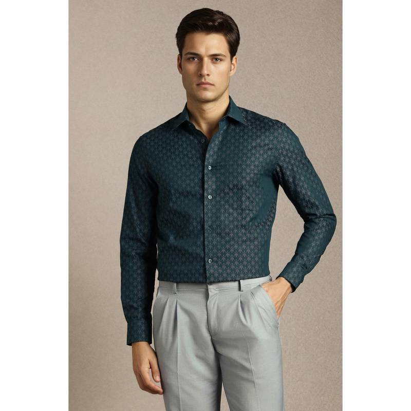 Louis Philippe Men Green Cotton Full Sleeves Shirt (39)