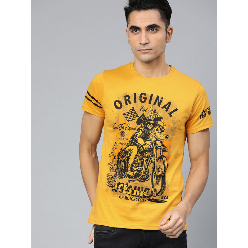 Conditions Apply Mustard Printed T-Shirt (S)