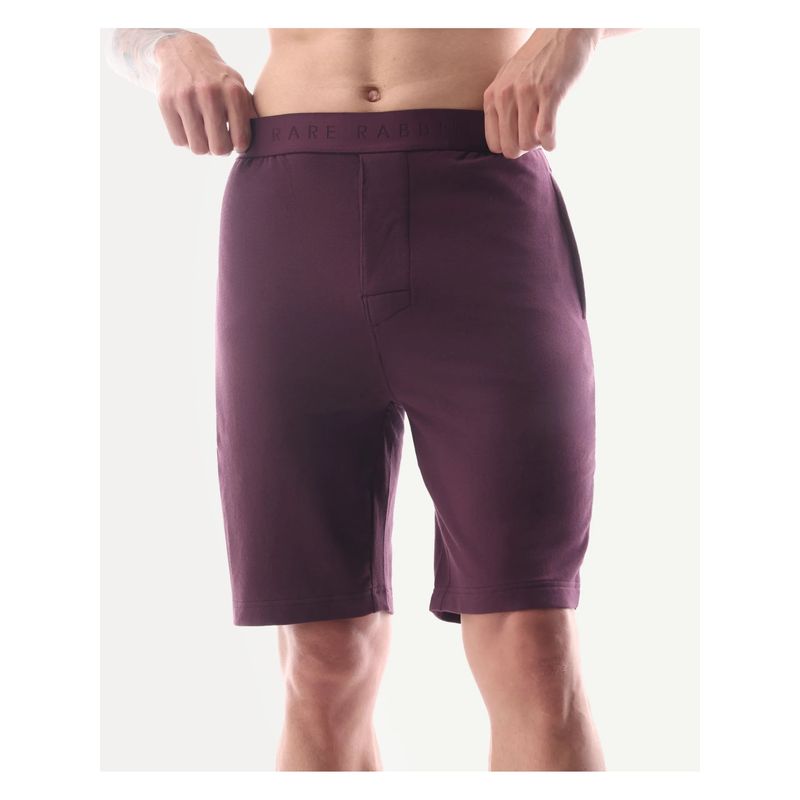 Rare Rabbit Men's Pont Wine Cotton Blend Shorts (XS)