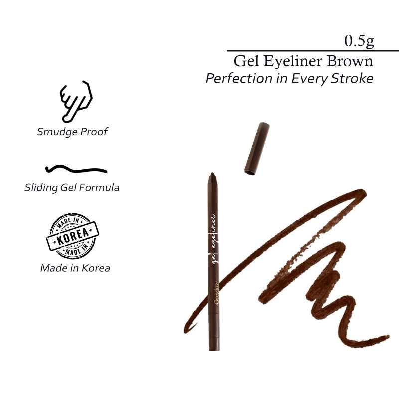 Oceglow Waterproof Eyeliner Gel, Smudge-Proof & Long-Lasting Intense Color Payoff - Brown