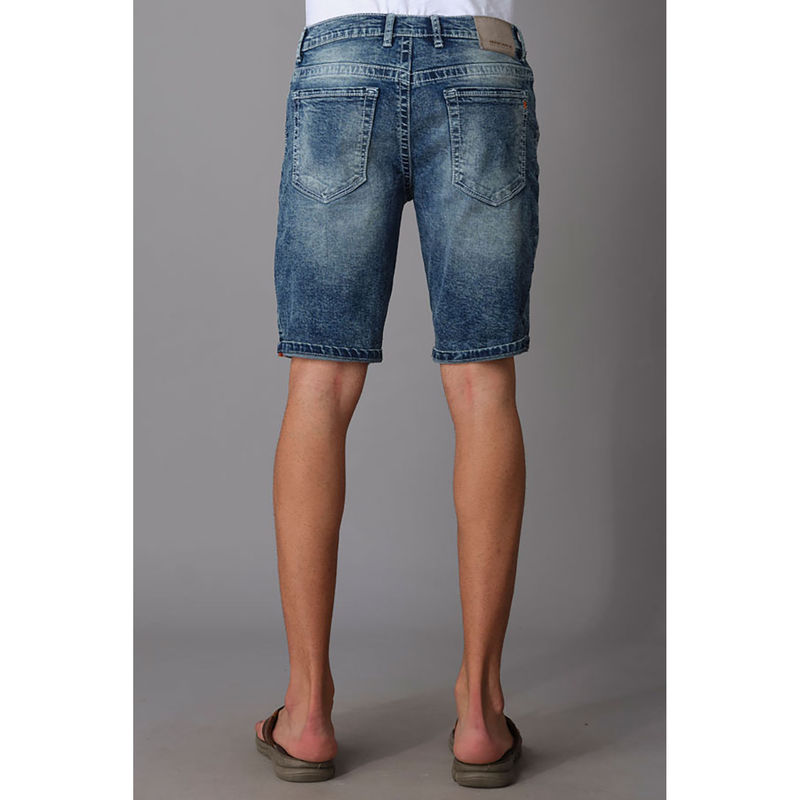 ROOKIES Dynamic Comfort Med Blue Slim Fit Cotton Polyester Spandex Denim Shorts (38)