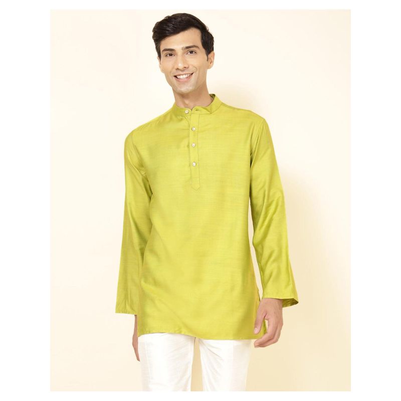 Fabindia Green Viscose Silk Short Kurta (XS)
