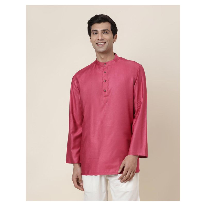 Fabindia Pink Viscose Silk Short Kurta (L)