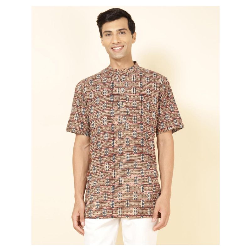 Fabindia Multi-Color Cotton Kalamkari Printed Short Kurta (XS)