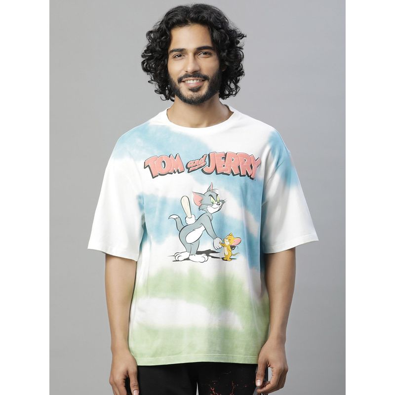 Free Authority Tom & Jerry Printed Loose Fit T-Shirt for Men (2XL)