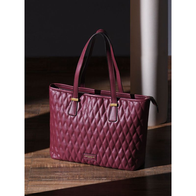 Maroon Leather Tote Bag