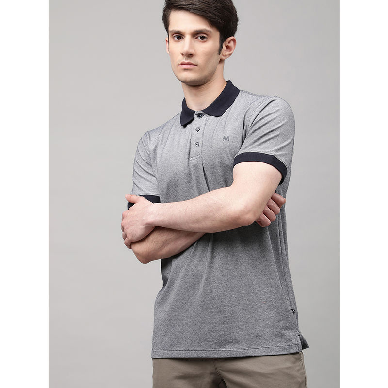 Matinique Grey Solid Polo Collar T-Shirt (S)
